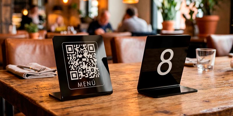 Hablador en acrílico doble cara para mesa